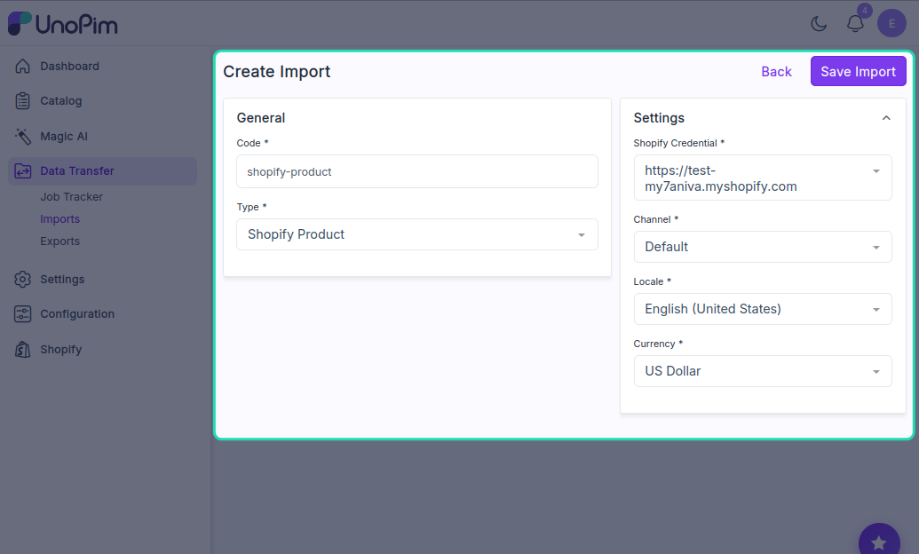 Product Import Settings