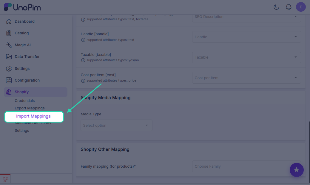 Import Mappings Tab