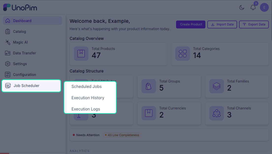Job Scheduler Menu