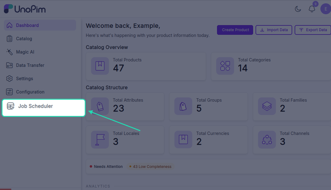 Job Scheduler Menu