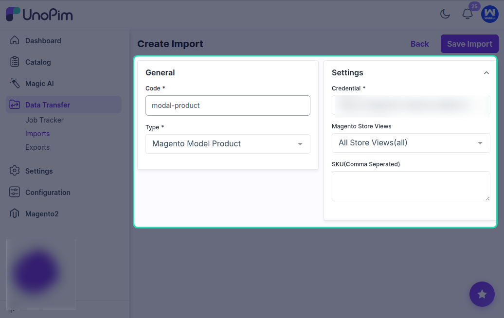 Select Import Type