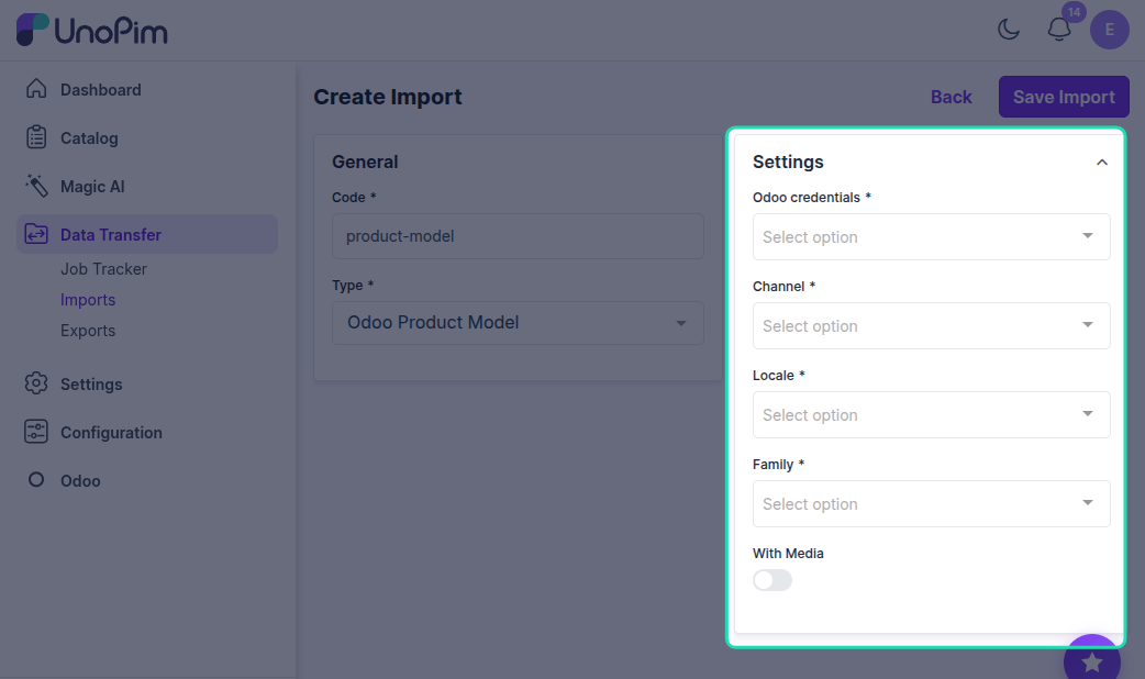 Settings Section