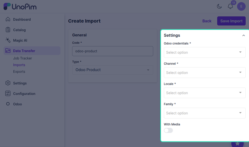 Settings Section