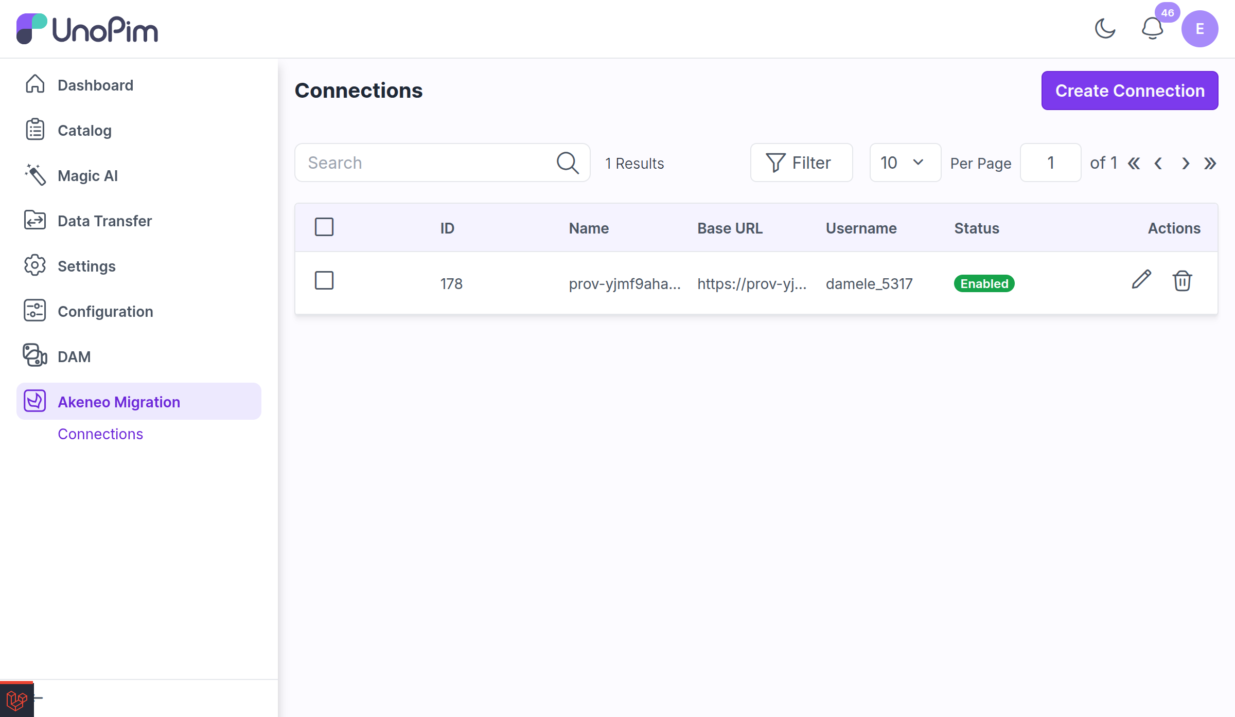 Akeneo Migration package in the admin panel