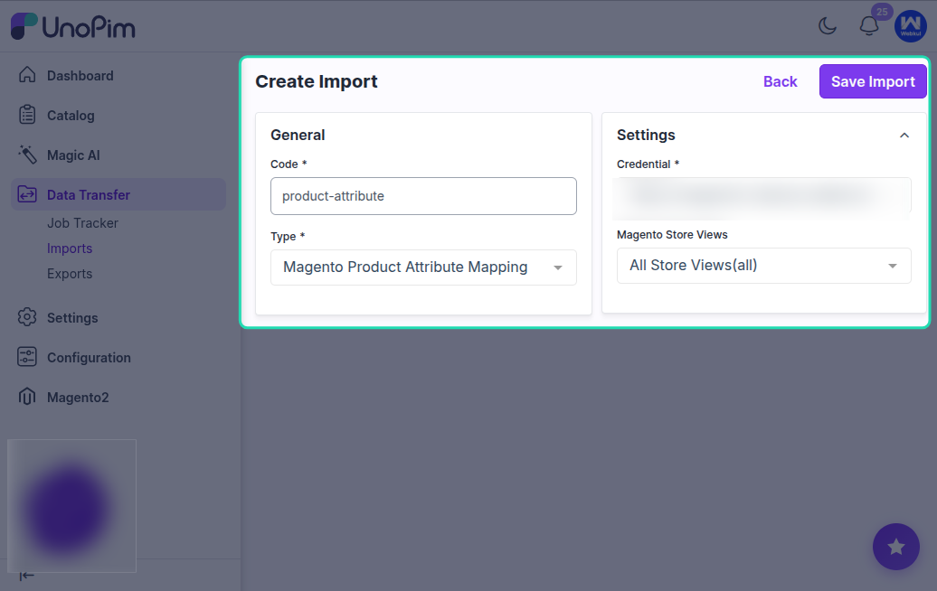 Select Import Type