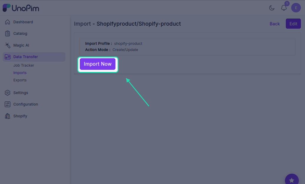 Import Now Button