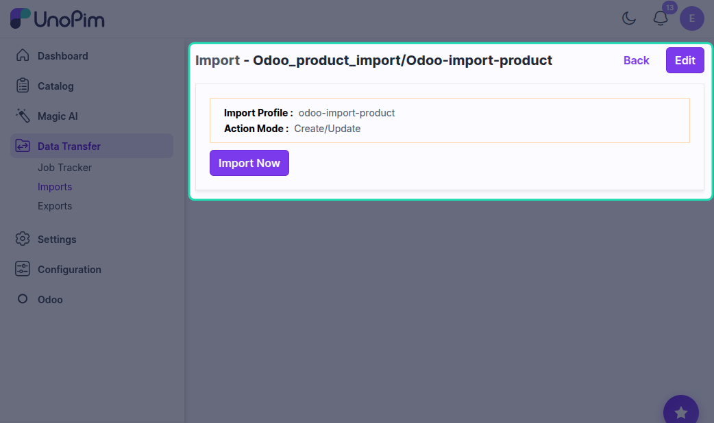 Import Now Button