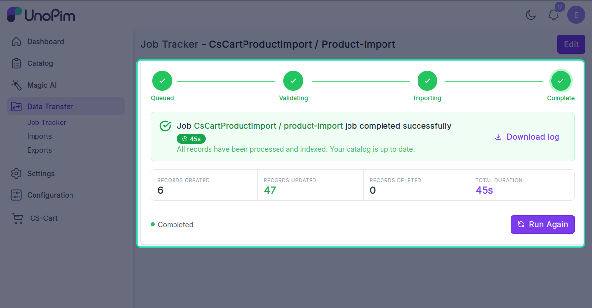 Tracker import progress
