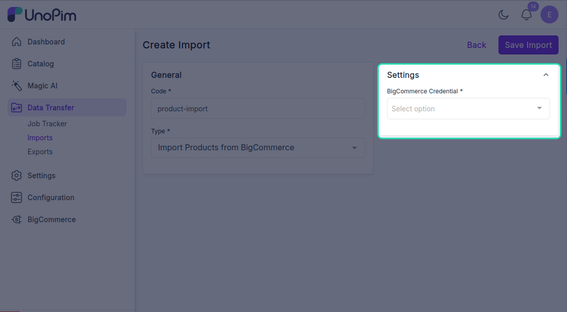 Import profile filters
