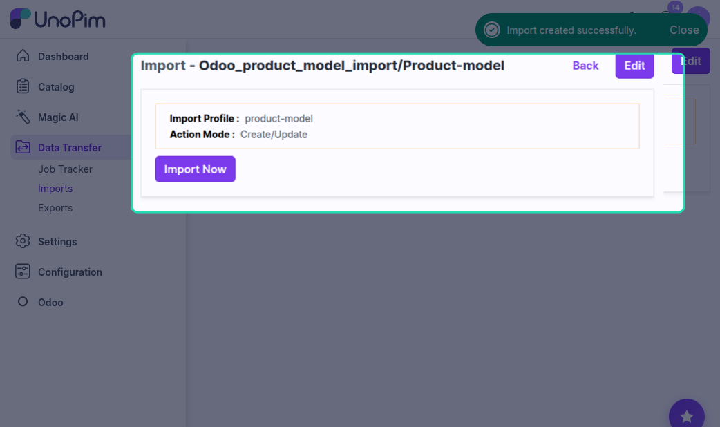 Import Now Button