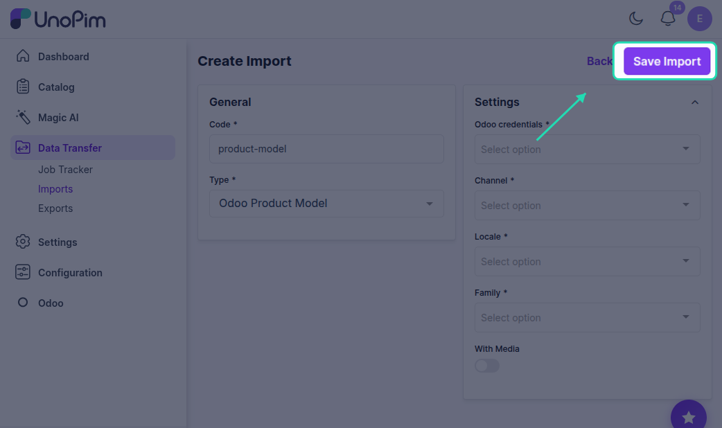 Save Import Button