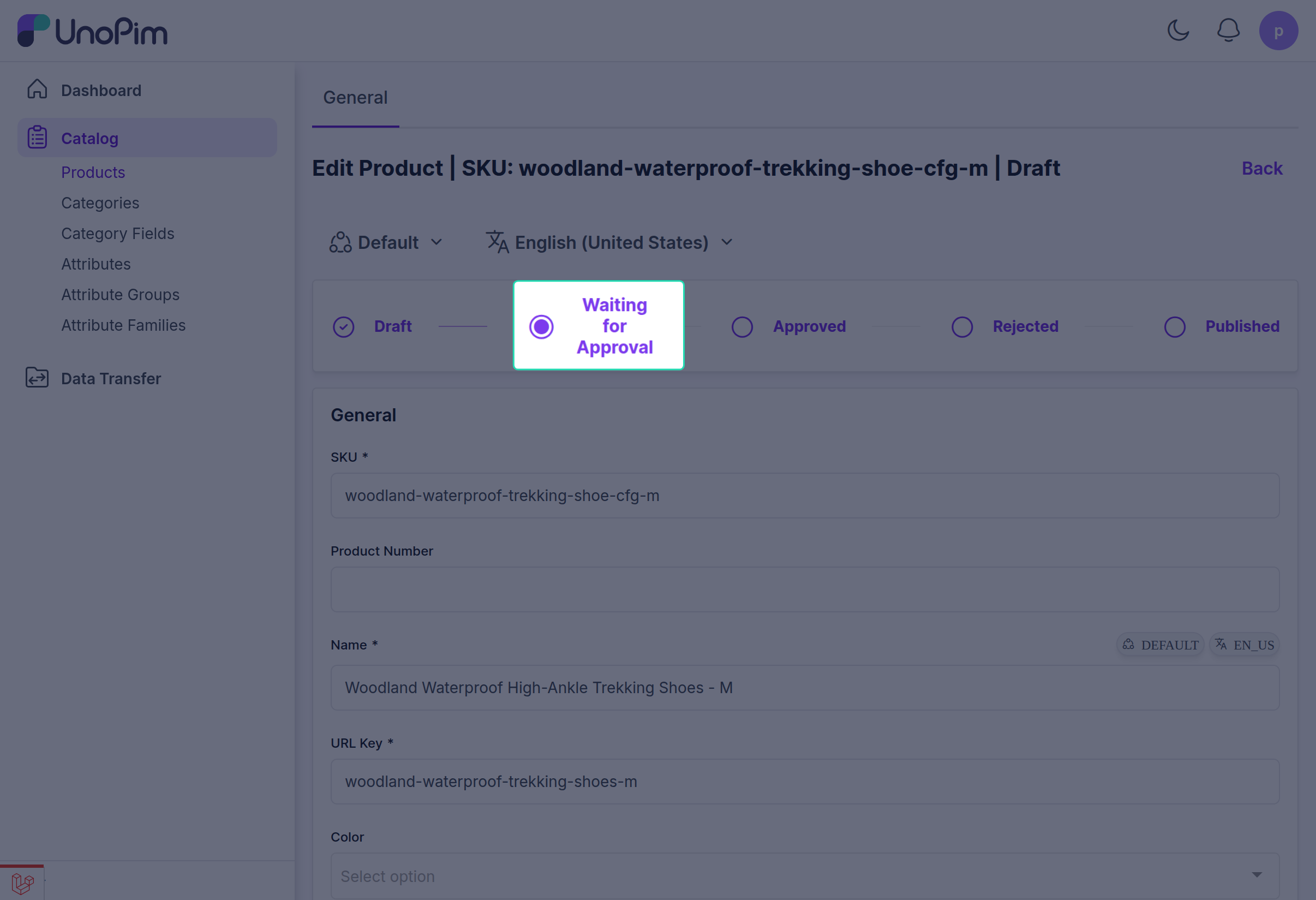 Product Waiting for Approval