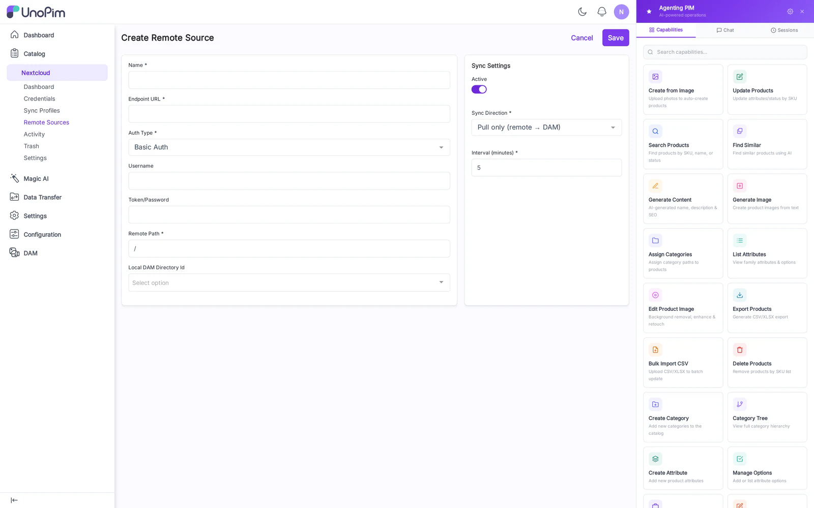 Create remote source