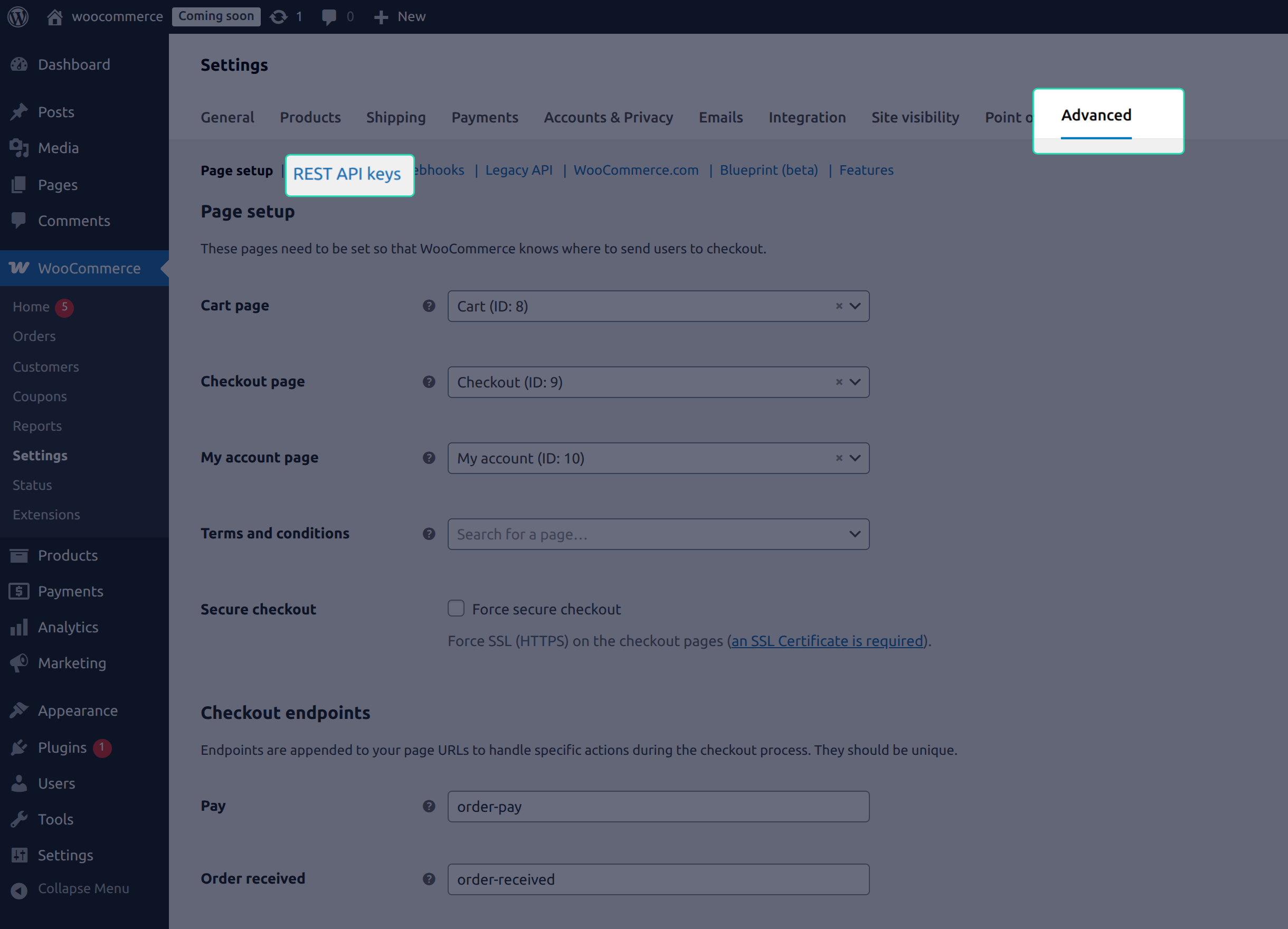 WooCommerce REST API Navigation