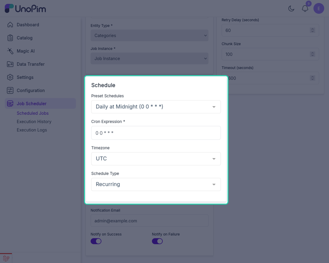Schedule Settings