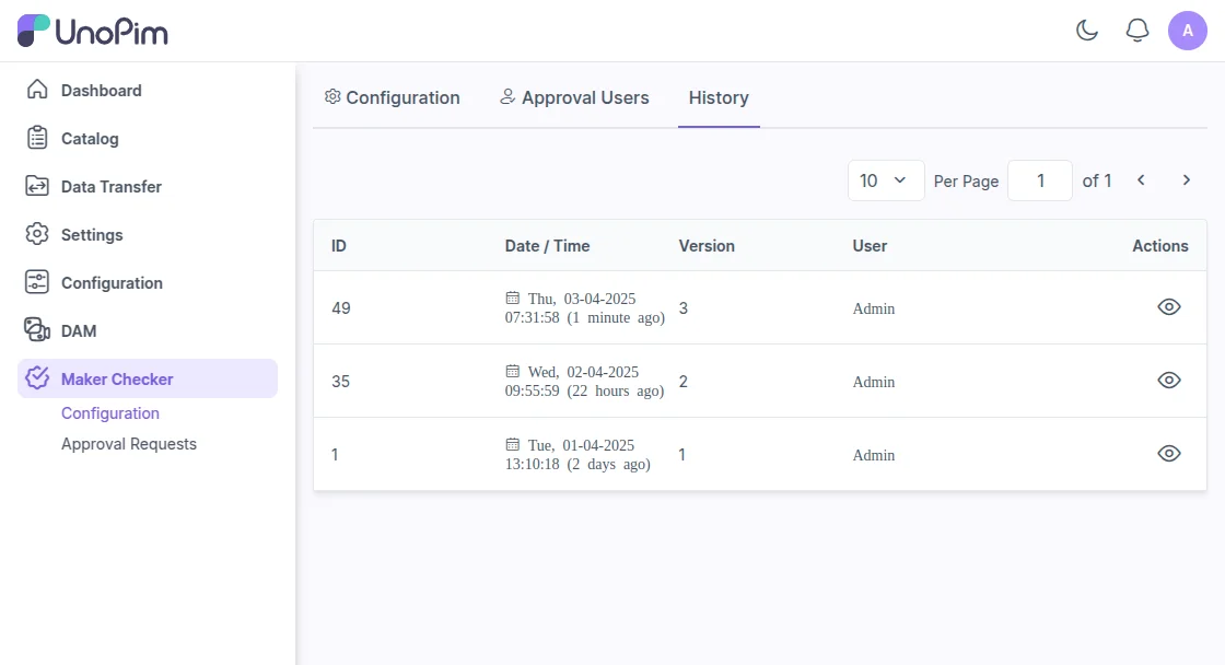 View History Logs